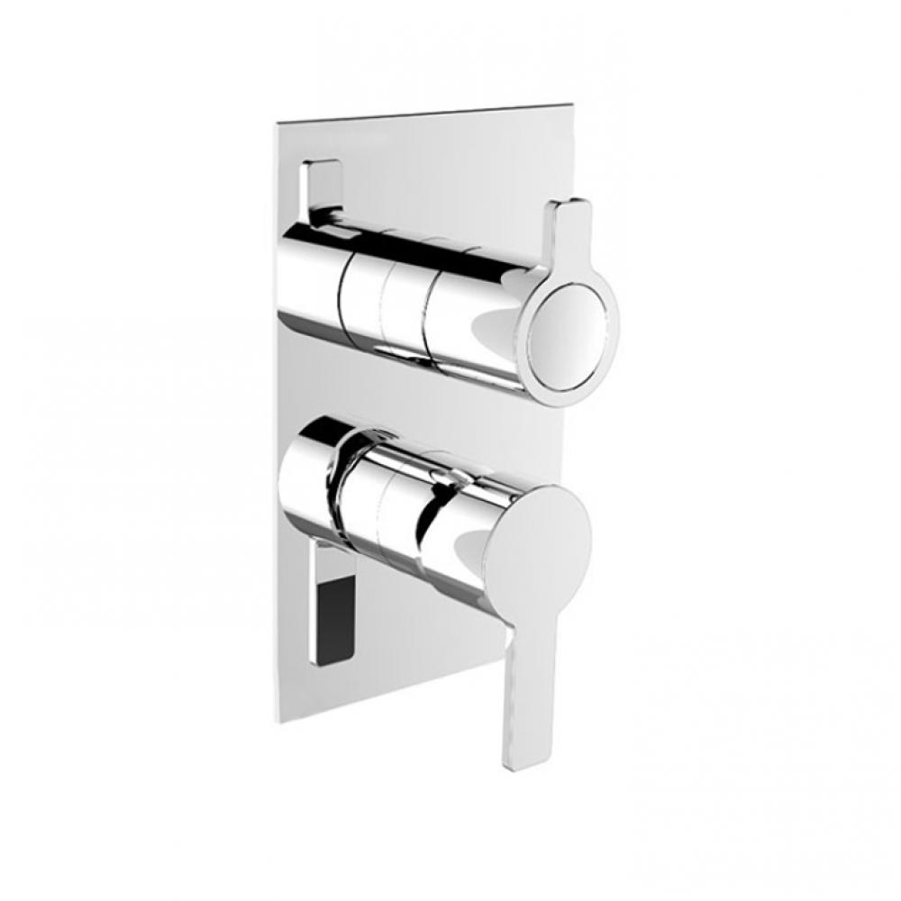 Blautherm, concealed single-lever shower mixer with 2-way diverter and square ultraslim metal plate, chrome.