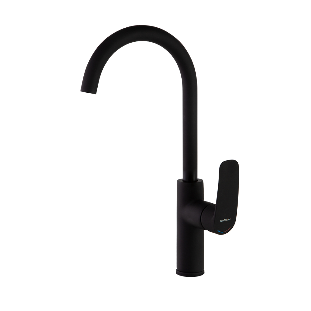 New Fly, monomando de cocina con caño giratorio 180mm, negro mate