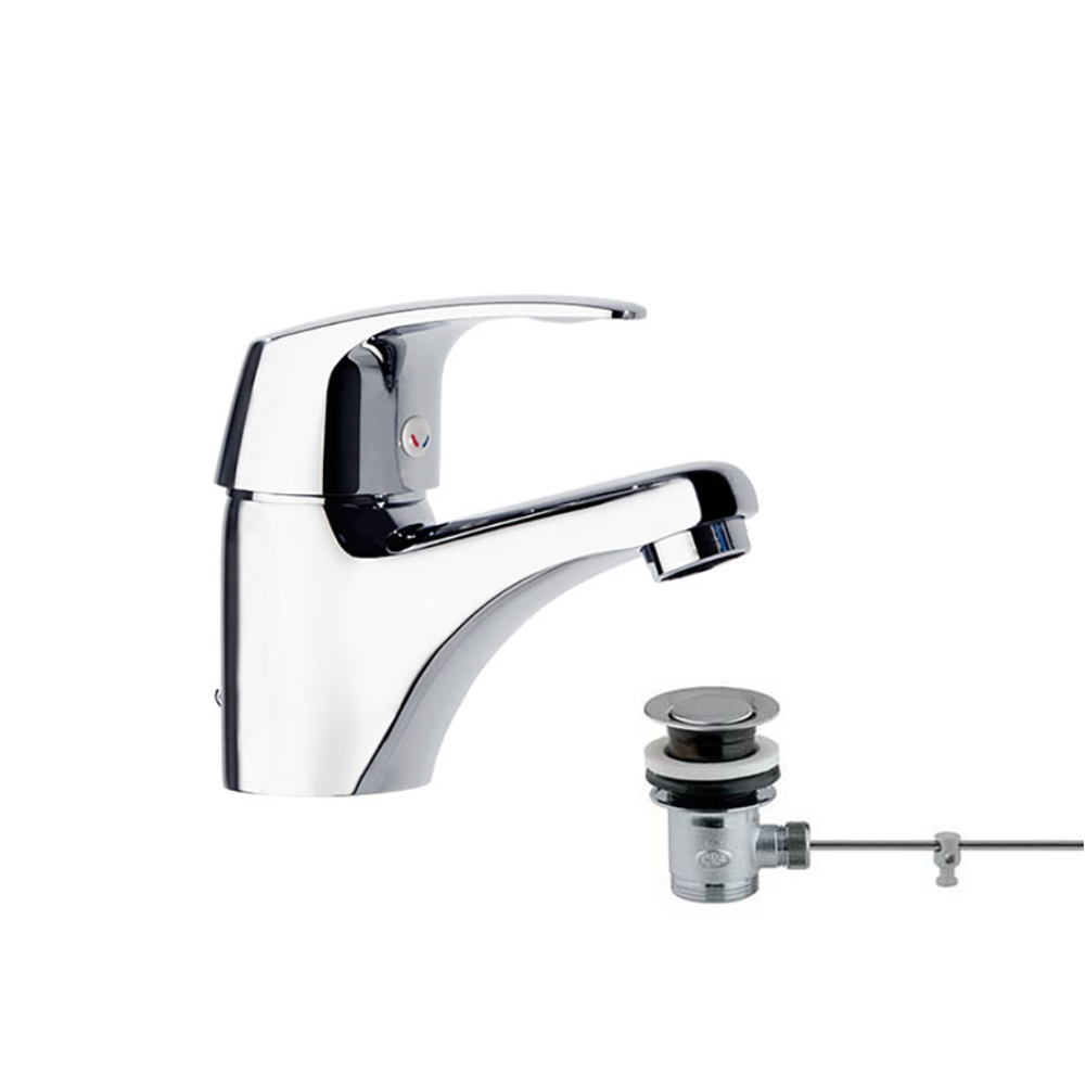 Vulcano chromed, washbasin mixer with stainless steel pop-up waste  1¼"", Ref. 1169 , cold opening