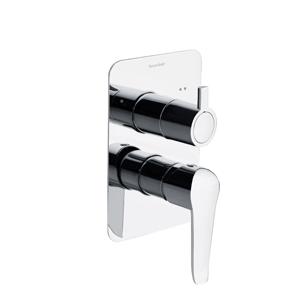 Ypsilon Plus, monomando de baño-ducha empotrado metálico 2 vías con placa ultraslim, cromo