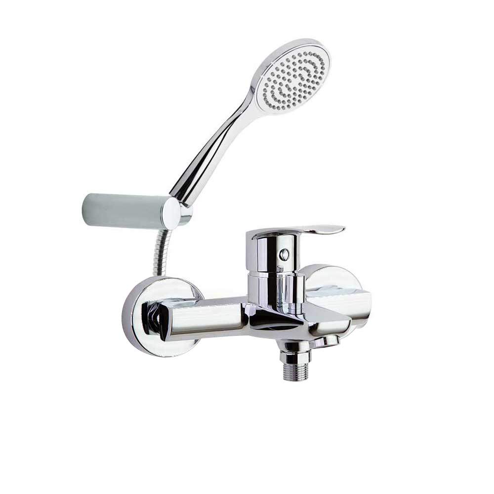 New Fly, conjunt monocomandament de bany-dutxa amb equip de dutxa, crom.