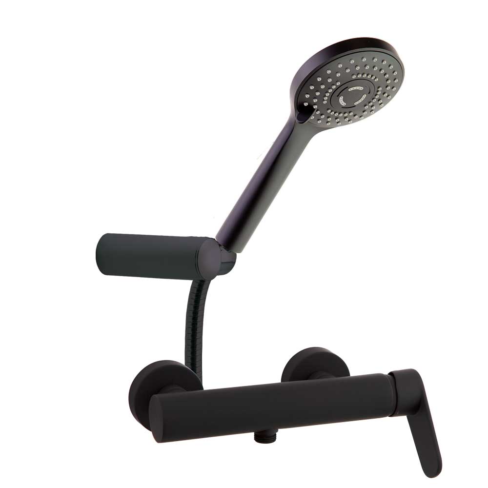 Alexia noir mat,ensemble monocommande de douche avec équipement de douche