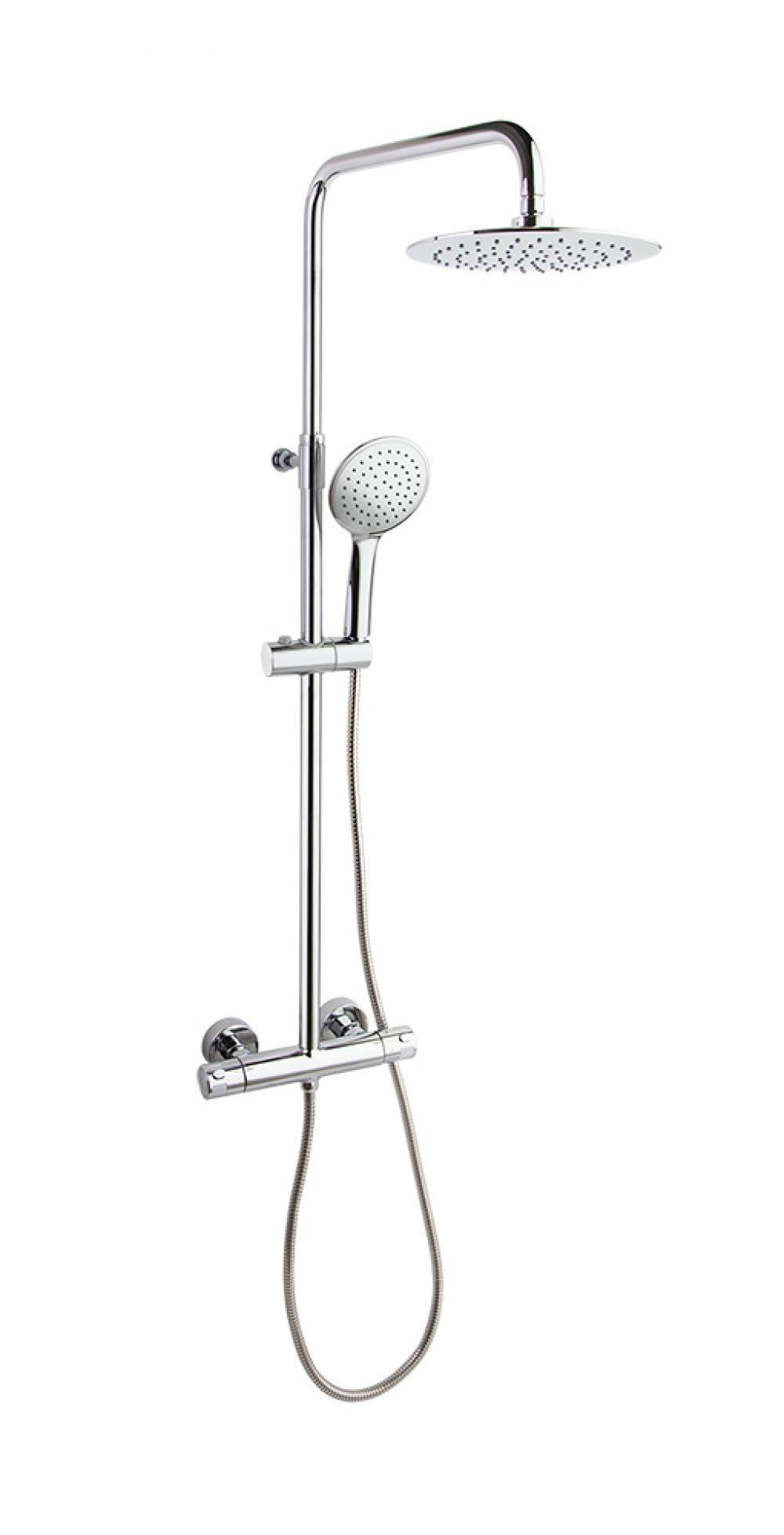 Termotech, columna de dutxa telescòpica termostàtica amb ruixador rodó Ø230 mm, crom