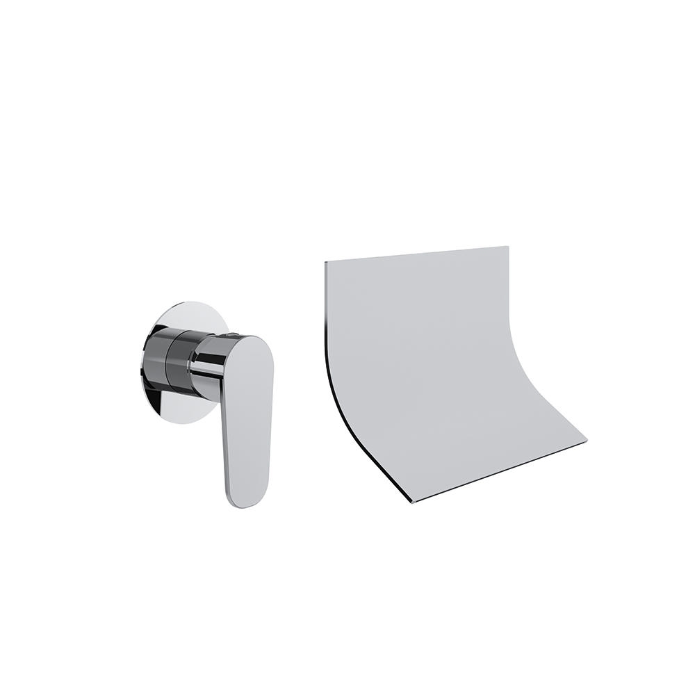 Alexia, wandmontierter Einhebel-Waschtischmischer mit extraflachem Wasserfallauslauf, Chrom