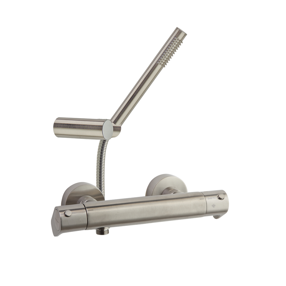 Alexia, thermostatic shower faucet with shower set, brushed nickel finish