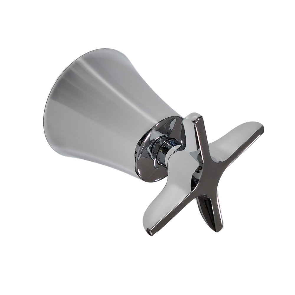 Adagio, conjunto de florón y volante en forma de cruz de lavabo empotrado, cromo