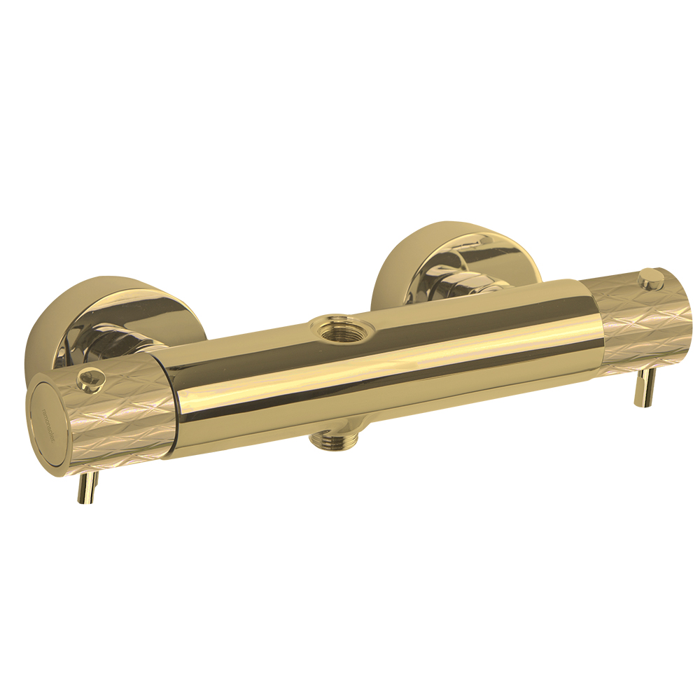 Odisea Joya, thermostatic wall shower, brushed gold