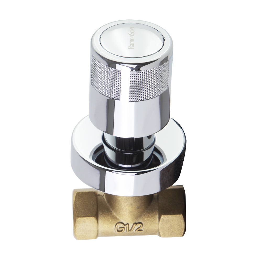 Termotech, universal red stop valve 1/2’’, chrome.