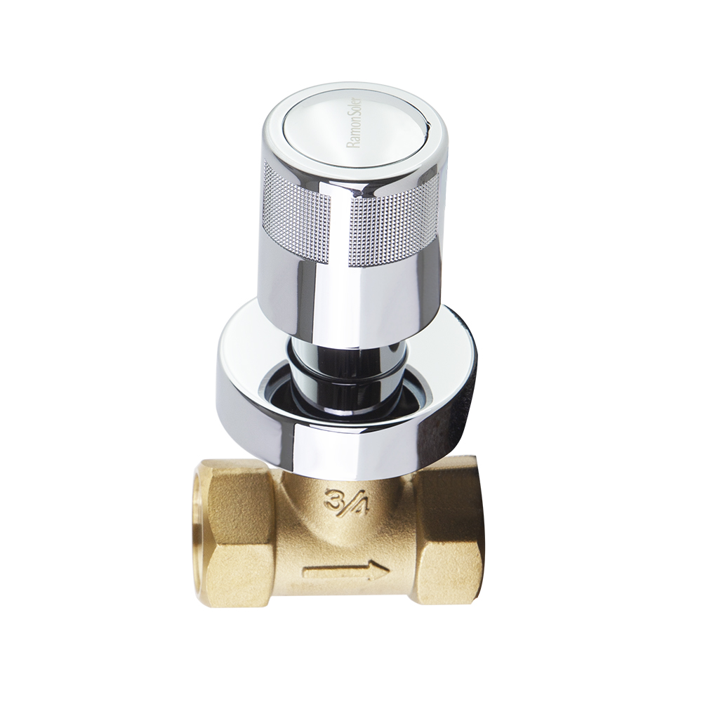 Termotech, universal blue stop valve 3/4’’, chrome.