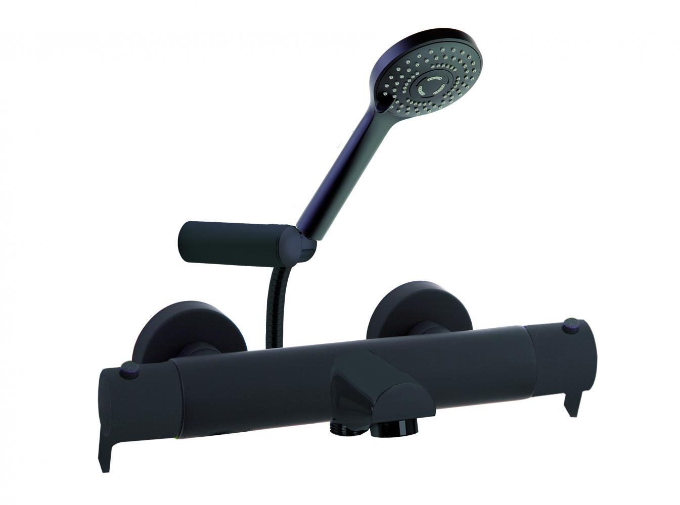Blautherm,termostático de baño-ducha con equipo de ducha,negro mate