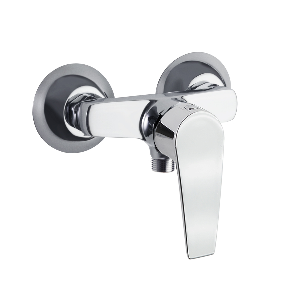 Civic, single lever mixer set with wall mounting support, chromed