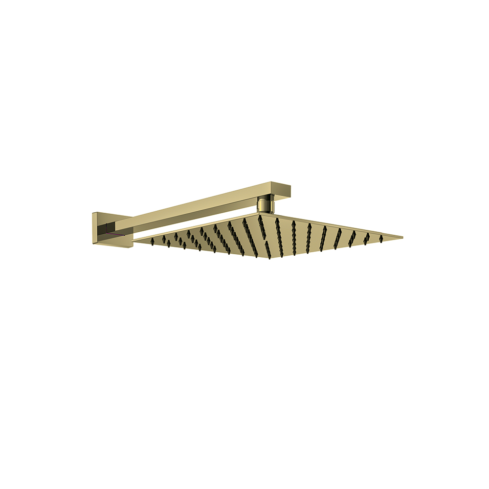 Conjunto de brazo de pared con rociador cuadrado de 250mm,oro cepillado
