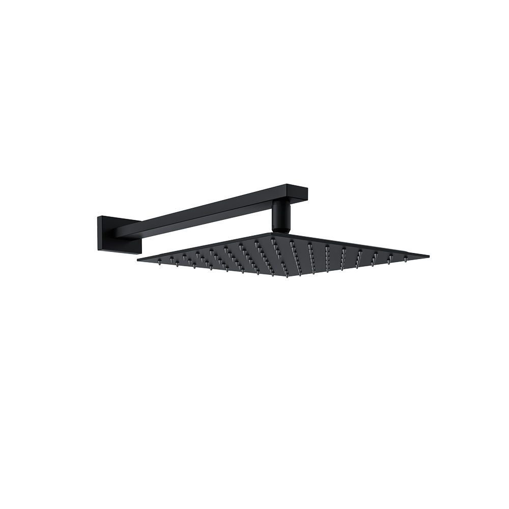 Conjunto de brazo de pared con rociador redondo de Ø225mm,negro mate