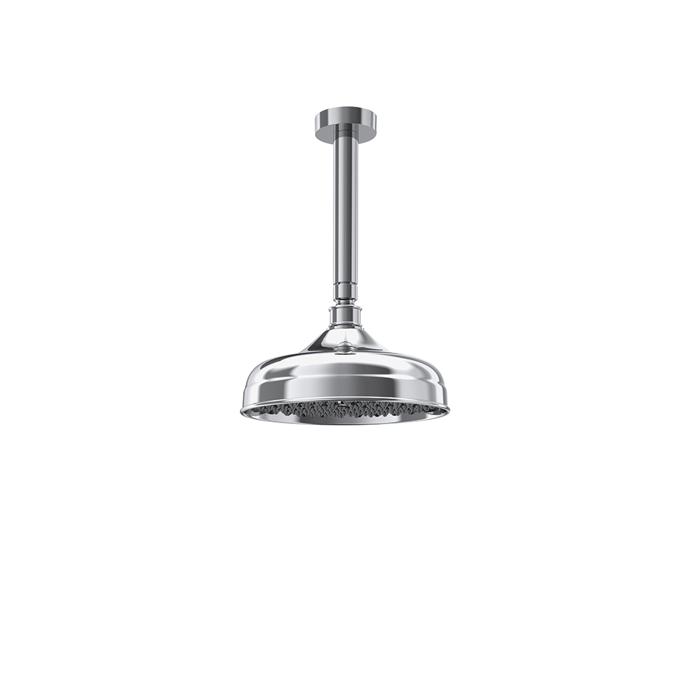 Conjunto de bras de plafond avec pommeau rond Ø200mm, chrome