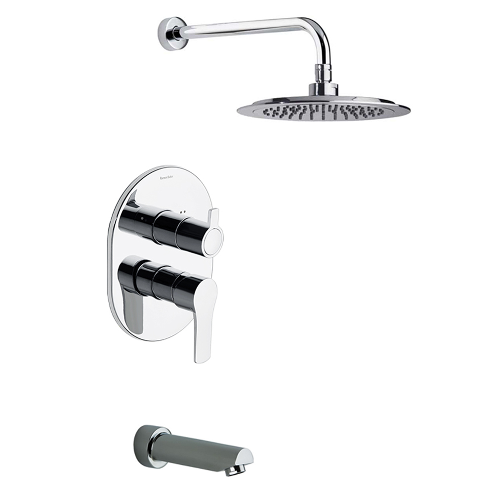 Titanium, conjunto monomando empotrado metálico 2 vías con brazo y rociador ABS de 240 mm y caño de bañera, cromo