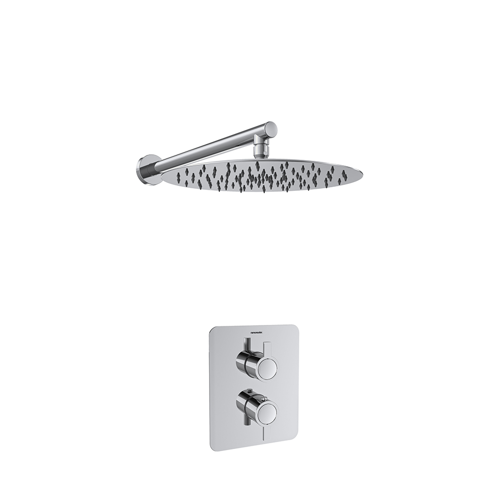 Drako,conjunto termostático empotrado metálico 1 vía con rociador metálico Ø 300mm,cromo