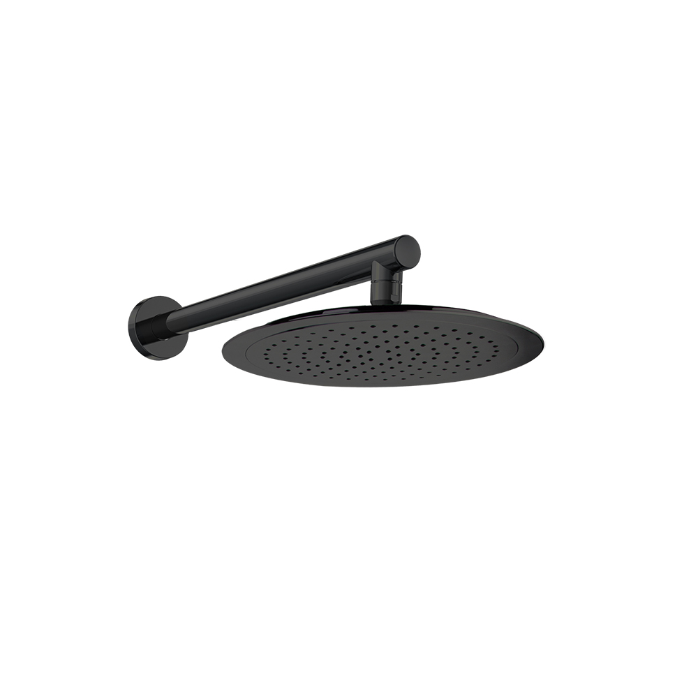 Conjunto de brazo de pared con rociador redondo de Ø300mm, negro mate