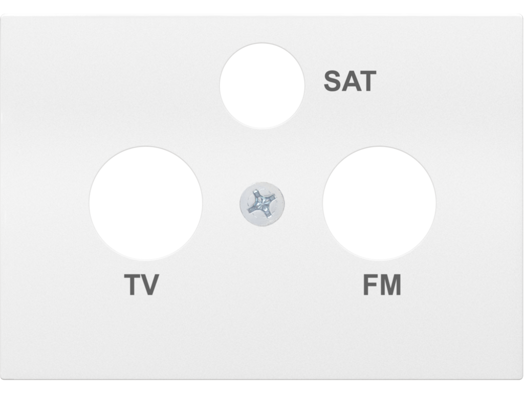 Coral, tapa 3 salidas fm -tv-sat, blanco