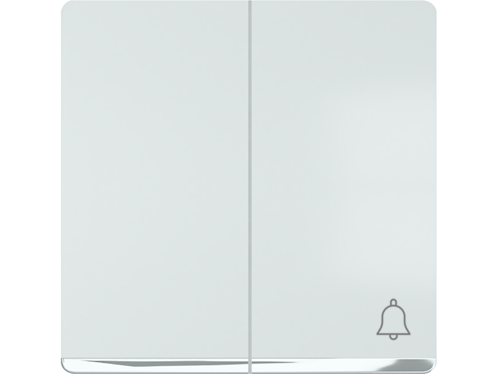 Miro, tecla doble, simbolo timbre, cromo, blanco polar