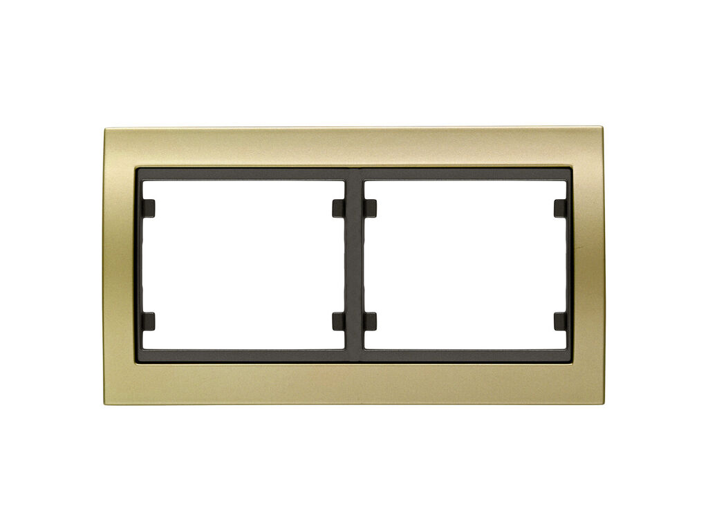 Mega, marco de 2 elementos horizontal, metal puro dorado