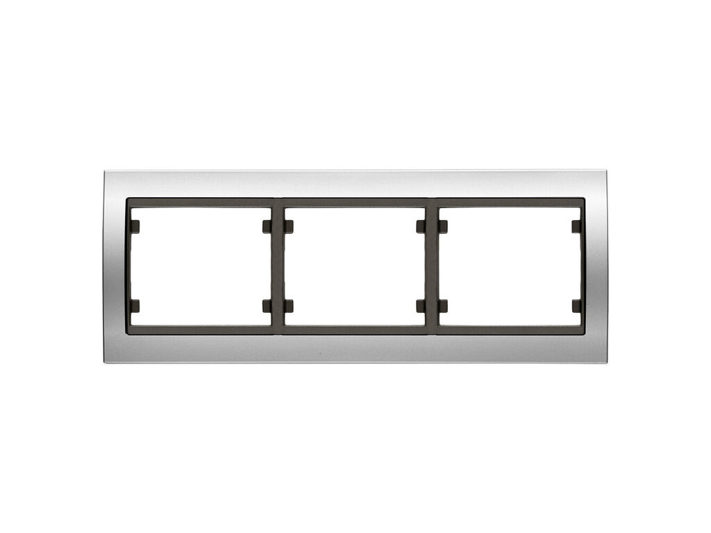 Mega, marco de 3 elementos horizontal, metal puro aluminio