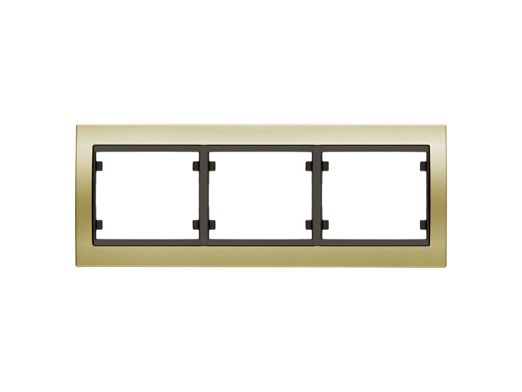 Mega, marco de 3 elementos horizontal, metal puro dorado