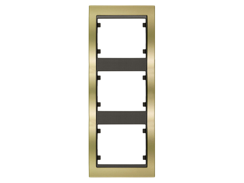 Mega, marco de 3 elementos vertical, metal puro dorado