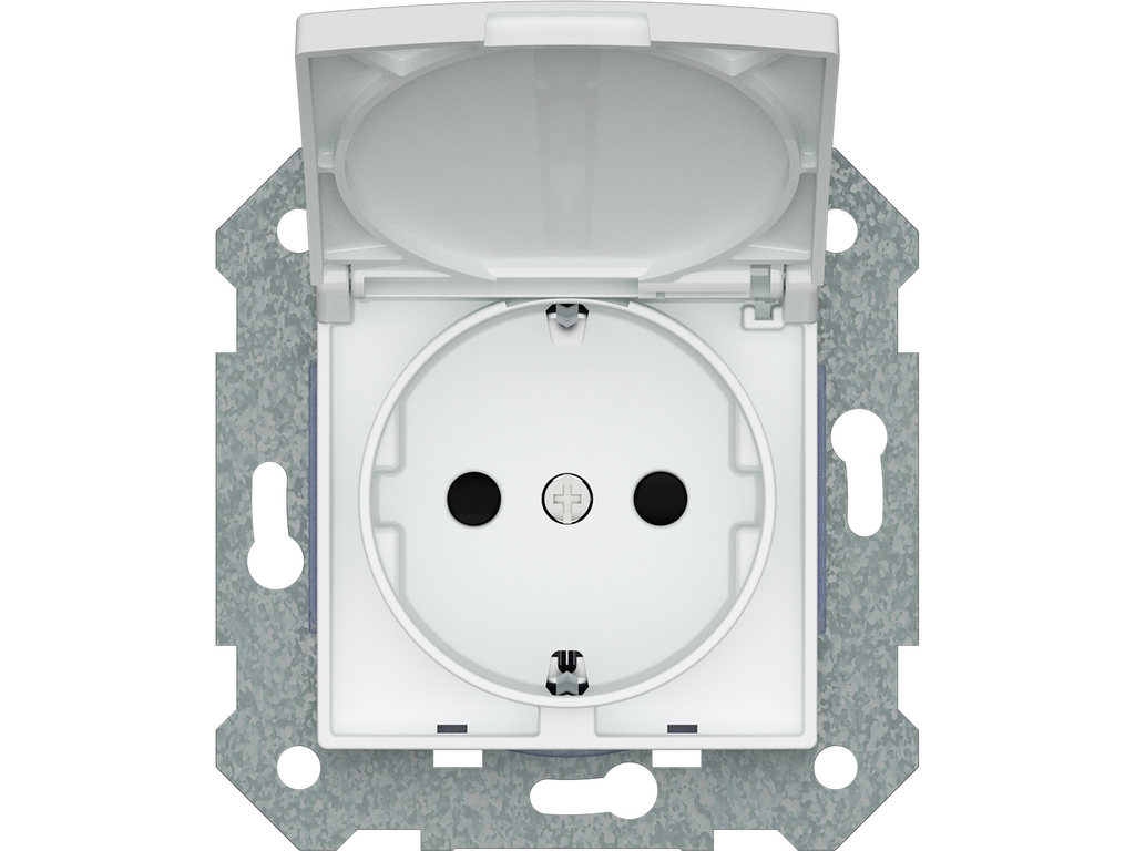 Viva, Schuko, tapa abatible, proteccion de seguridad, Viva, blanca sin garras 16 a 250 vac