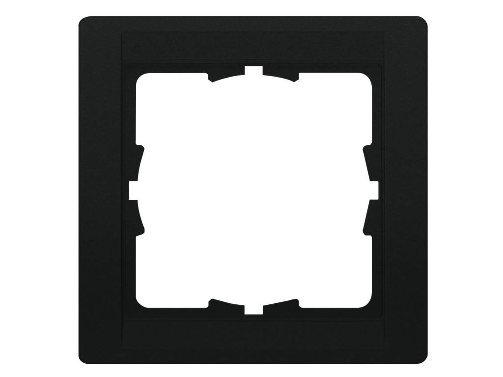 Style, marco intermedio de 1 elemento para mecanismos de 51×51 mm, Negro Mate