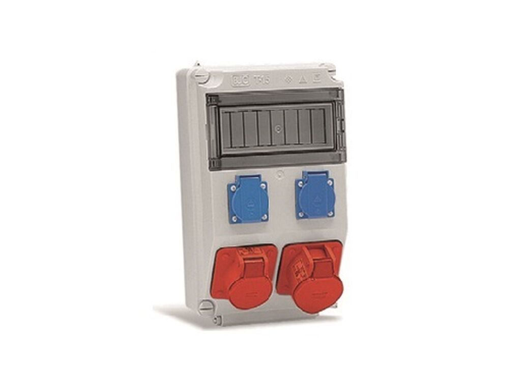 Caja t con bases(2 2p+t 16a,1 3p+t 16a y 1