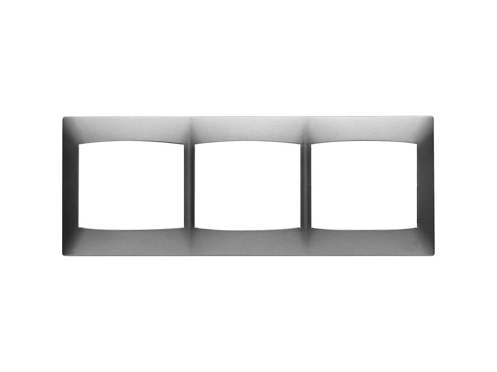 Coral, marco 3 elementos horizontal sin bastidor, gris sombra