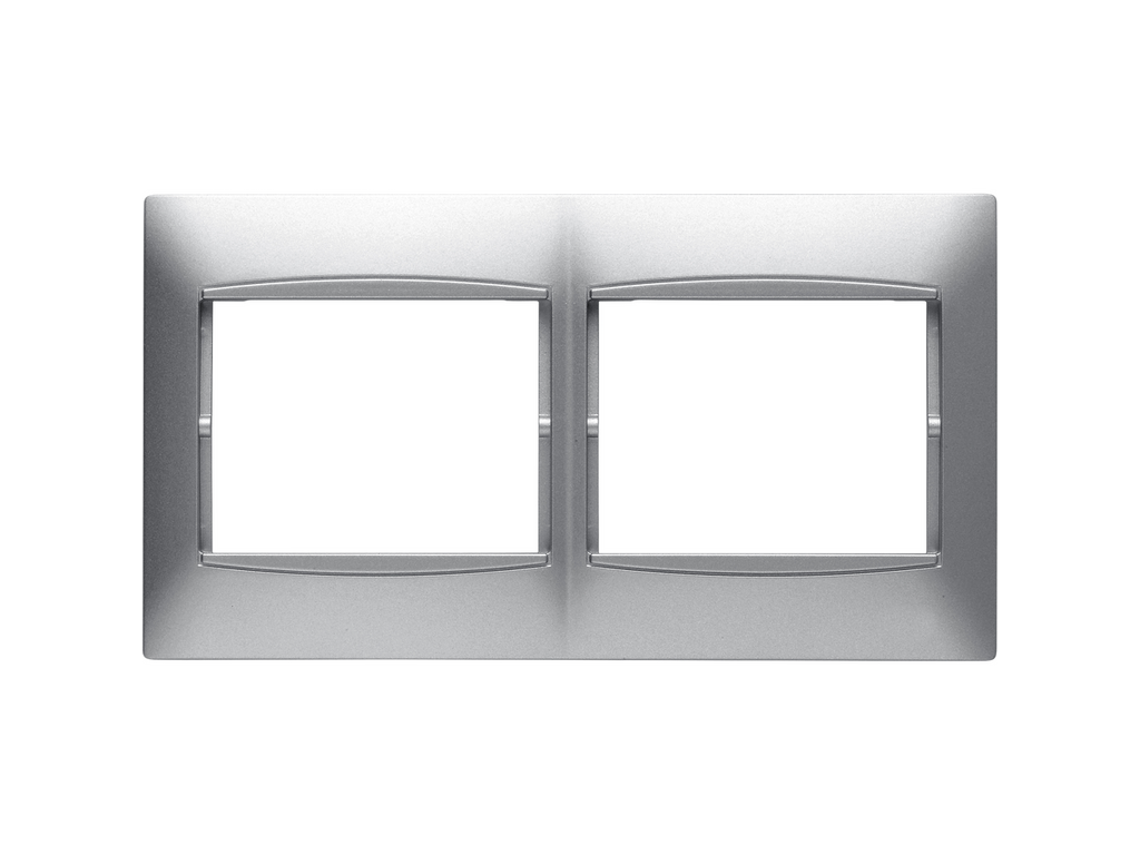 Coral, marco 2 elementos horizontal embellecedor integrado, sin bastidor plata luna