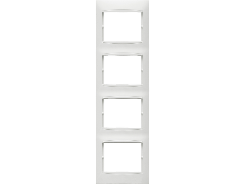 Coral, marco 4 elementos vertical embellecedor integrado, sin bastidor blanco