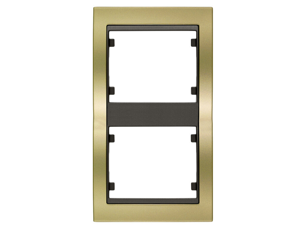 Mega, marco de 2 elementos vertical, metal puro dorado
