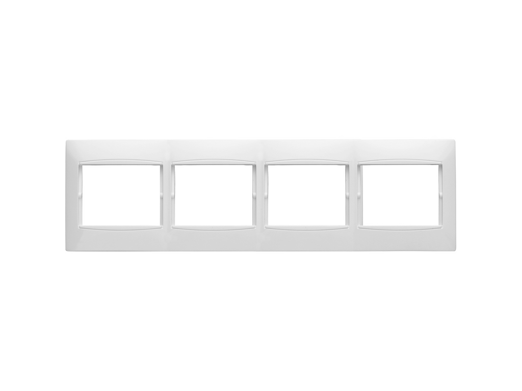 Coral, marco 4 elementos horizontal embellecedor integrado, sin bastidor blanco
