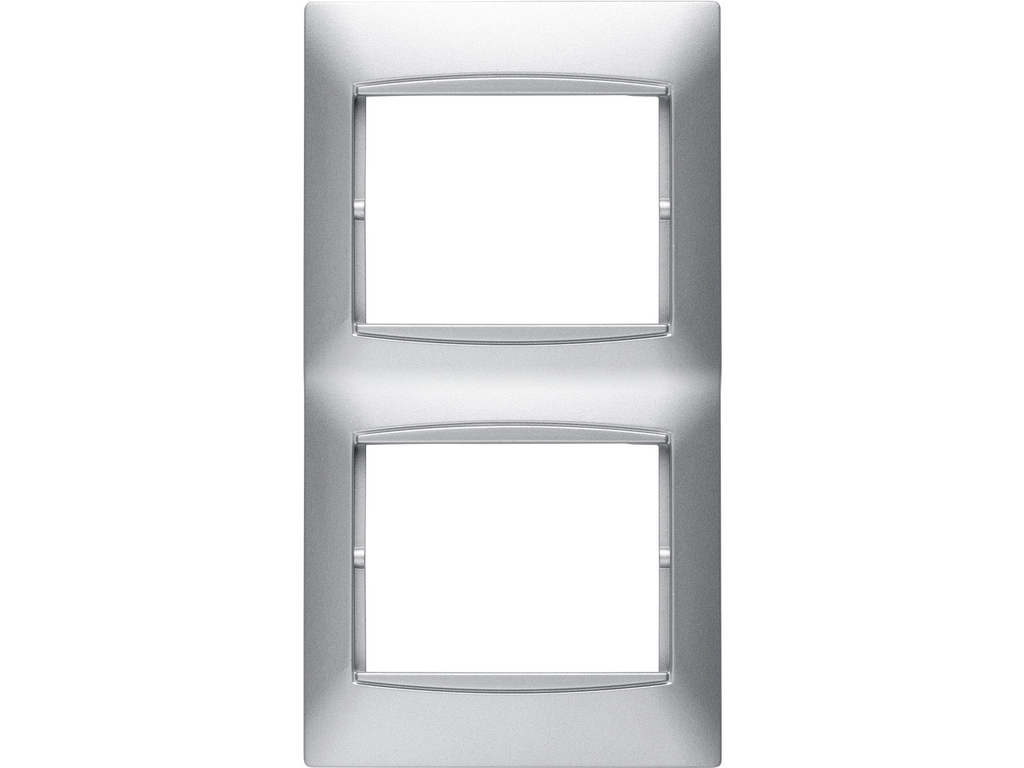 Coral, marco 2 elementos vertical embellecedor integrado, sin bastidor plata luna