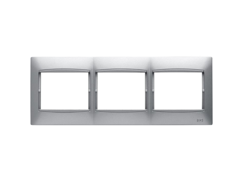Coral, marco 3 elementos horizontal embellecedor integrado, sin bastidor plata luna