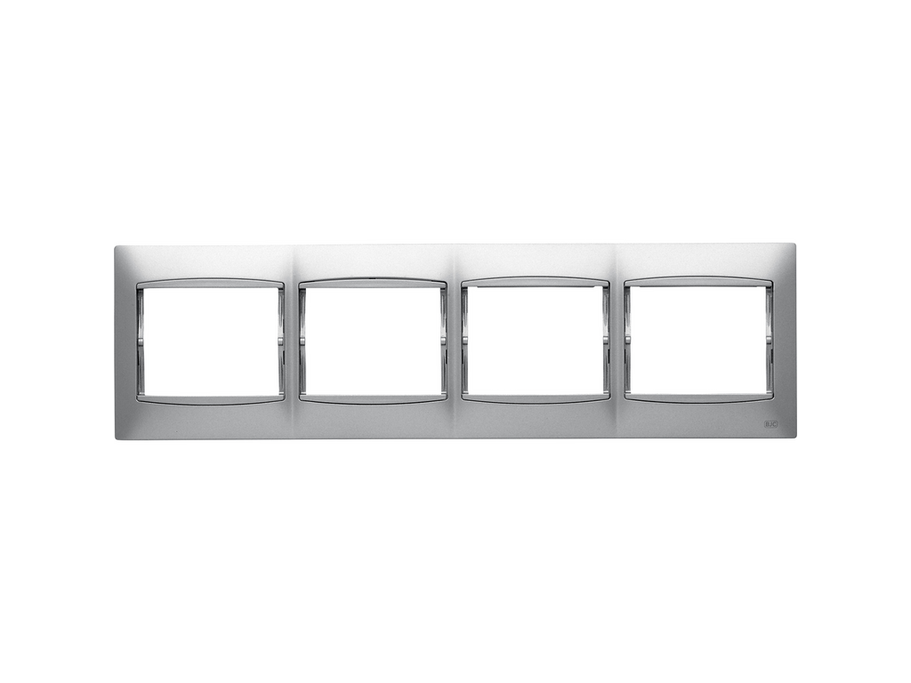 Coral, marco 4 elementos horizontal embellecedor integrado, sin bastidor plata luna