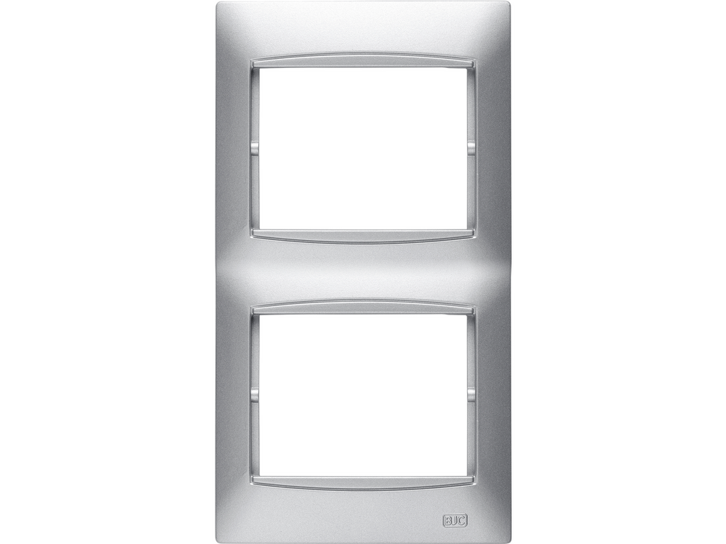 Coral, marco 2 elementos vertical embellecedor integrado, sin bastidor plata luna