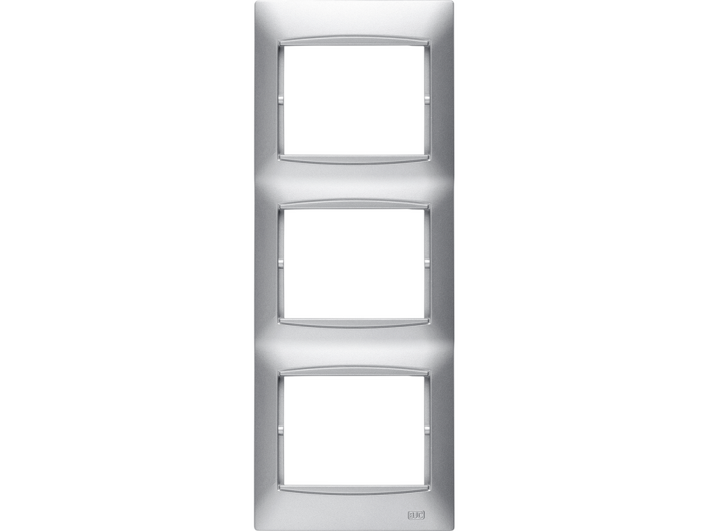 Coral, marco 3 elementos vertical embellecedor integrado, sin bastidor plata luna