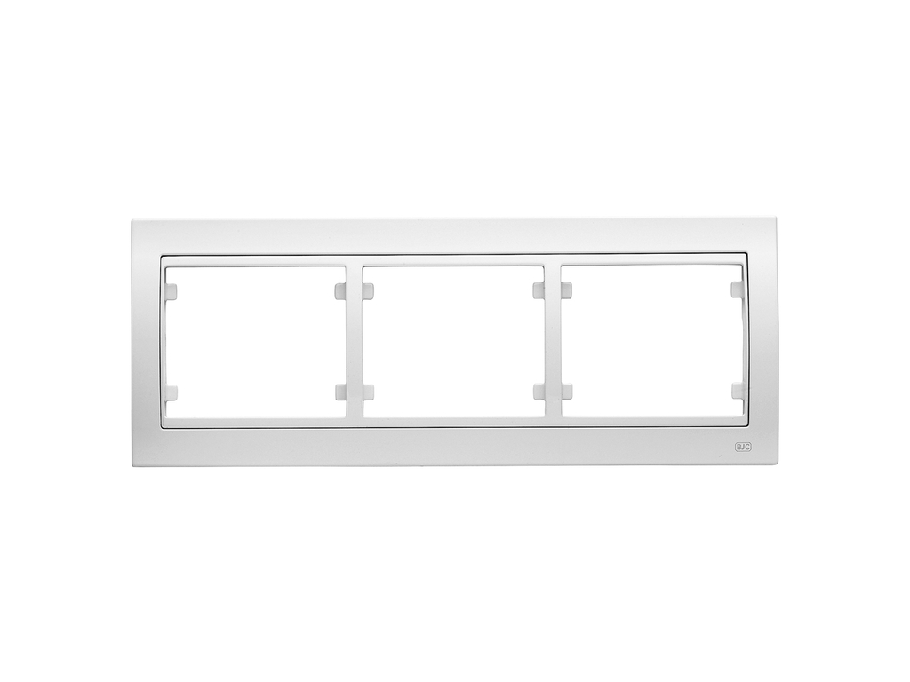 Mega, marco de 3 elementos horizontal, blanco perla mabe