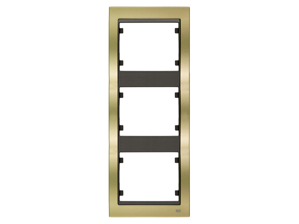 Mega, marco de 3 elementos vertical, metal puro dorado