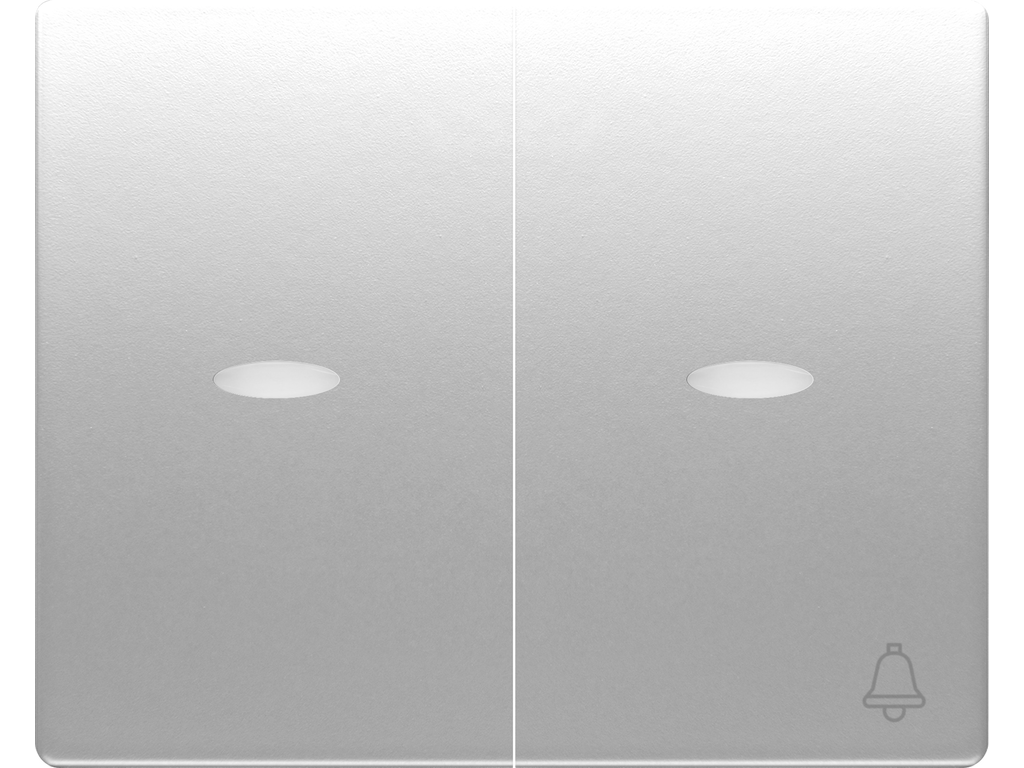 Mega, juego teclas conmutador-pulsador, con señalizador, aluminio fusion