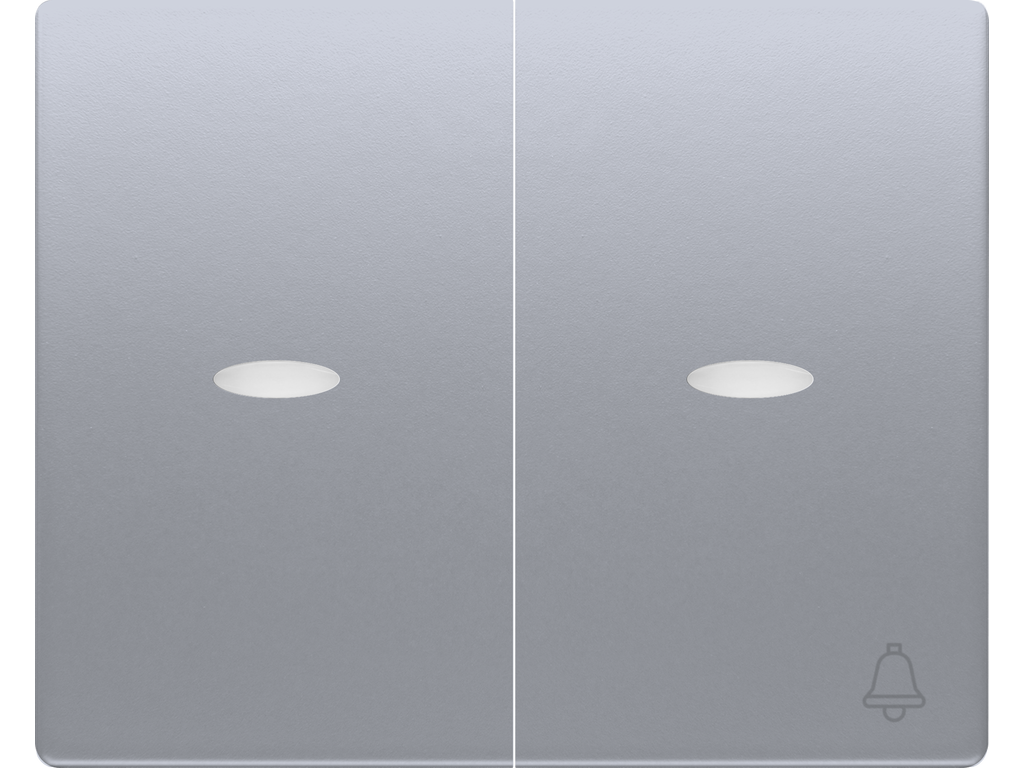 Mega, juego teclas conmutador-pulsador, con señalizador, alumino prusia