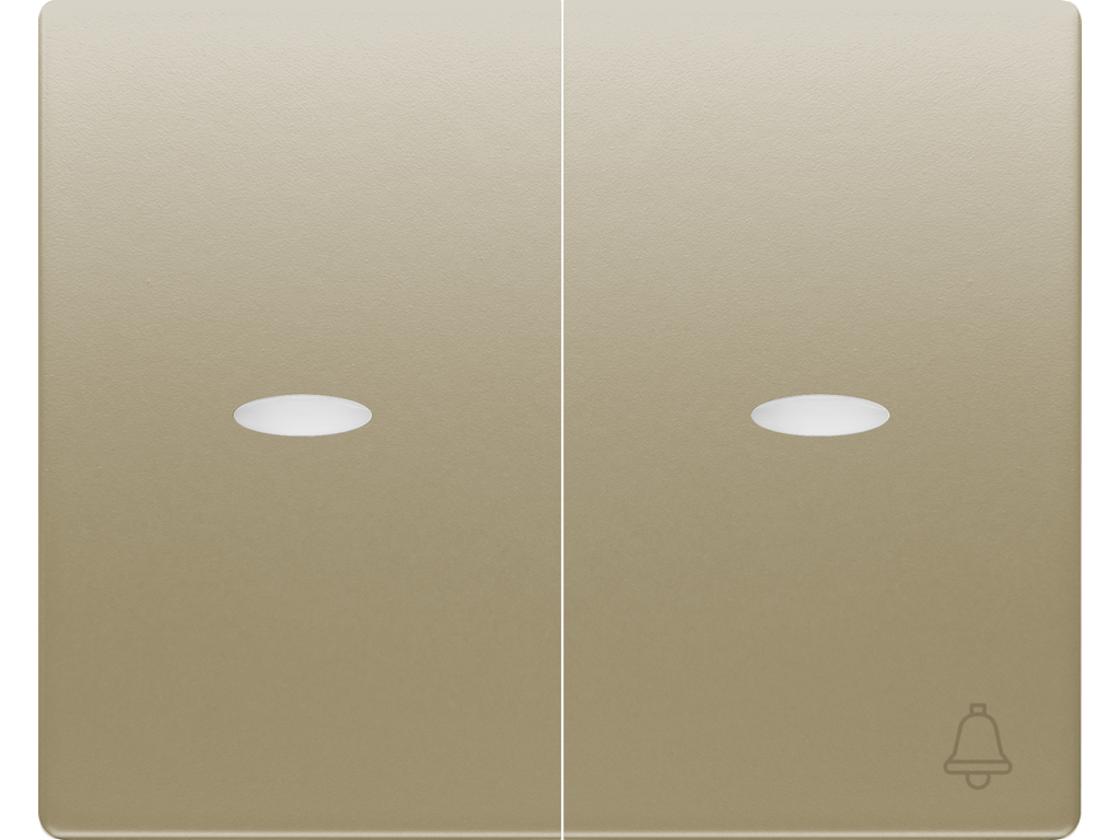 Mega, juego teclas conmutador-pulsador, con señalizador, bronce niebla