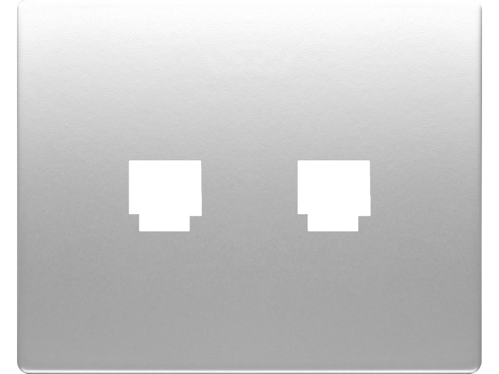 Mega, tapa toma doble telefono (8 vias rj-45) aluminio fusion