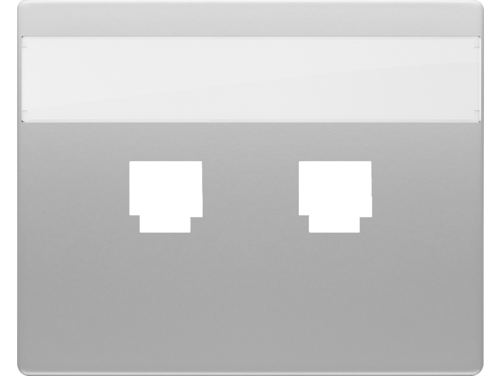 Mega, tapa con portaetiquetas para 2 conectores rj aluminio fusion