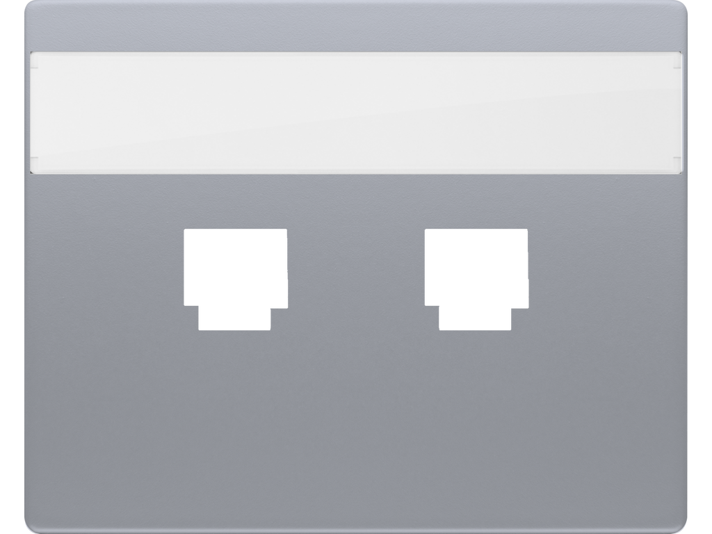 Mega, tapa con portaetiquetas para 2 conectores rj alumino prusia