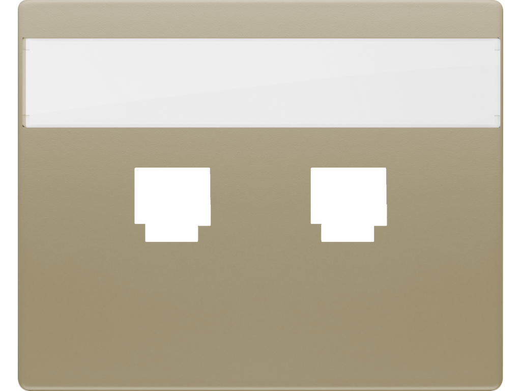 Mega, tapa con portaetiquetas para 2 conectores rj bronce niebla