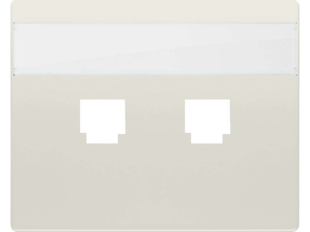Mega, tapa con portaetiquetas para 2 conectores rj blanco satin